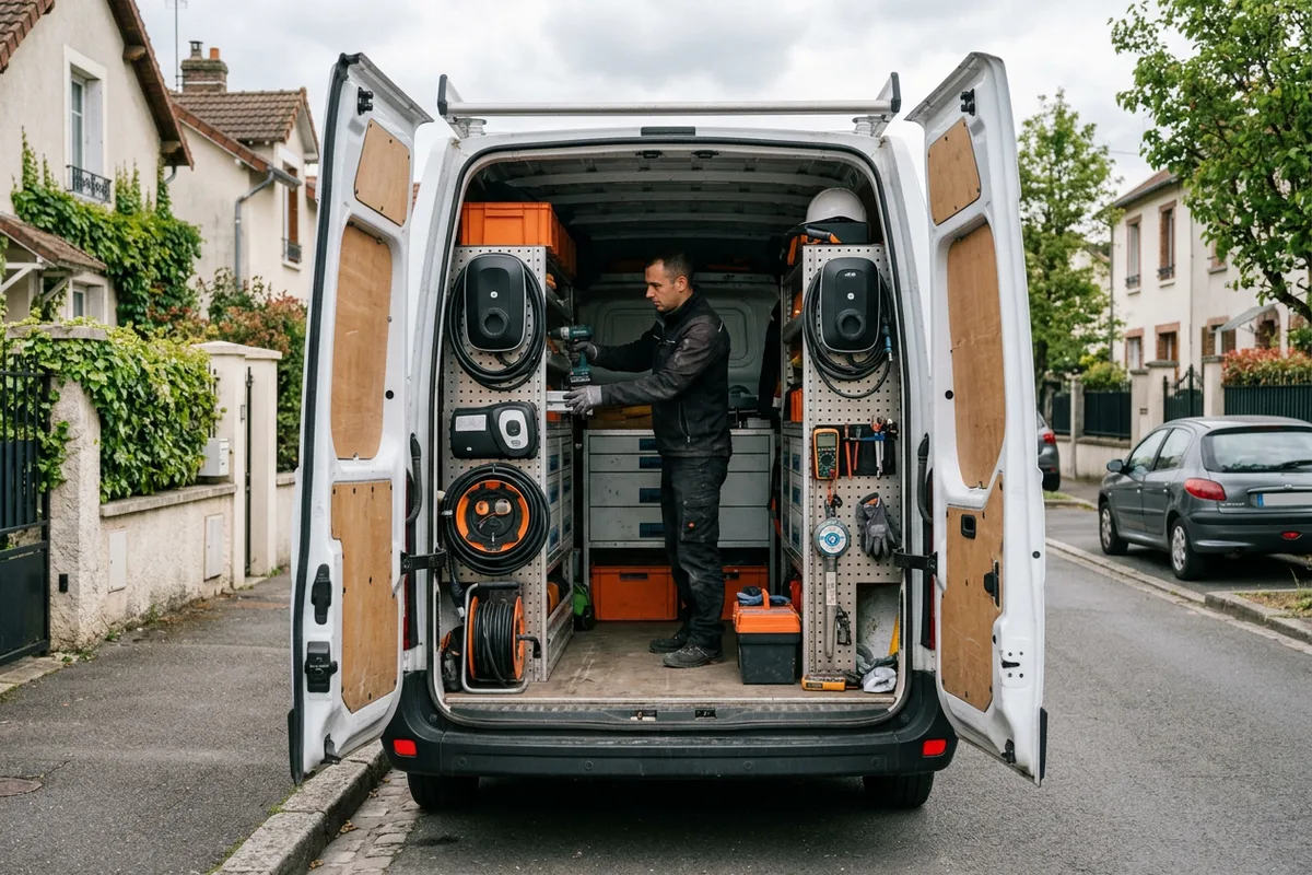 Matériel professionnel dédié à l'installation borne de recharge à Entrelacs
